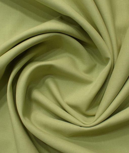 Cavallo by Linen Club Men's Cotton Linen Self Design 2.25 Meter Unstitched Shirting Fabric (Olive Green)