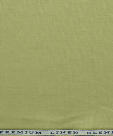 Cavallo by Linen Club Men's Cotton Linen Self Design 2.25 Meter Unstitched Shirting Fabric (Olive Green)