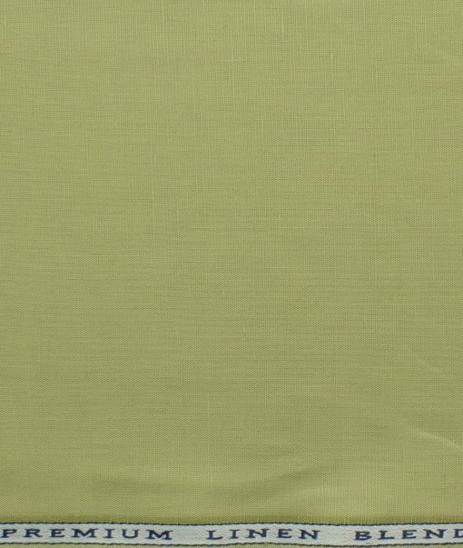 Cavallo by Linen Club Men's Cotton Linen Self Design 2.25 Meter Unstitched Shirting Fabric (Olive Green)