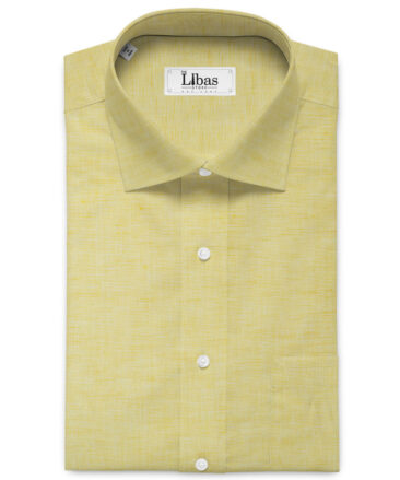 Cavallo by Linen Club Men's Cotton Linen Self Design 2.25 Meter Unstitched Shirting Fabric (Yellow)