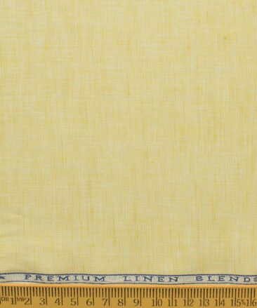 Cavallo by Linen Club Men's Cotton Linen Self Design 2.25 Meter Unstitched Shirting Fabric (Yellow)