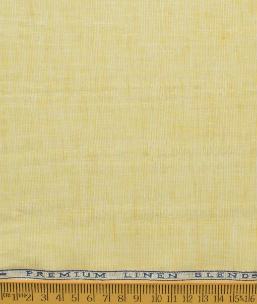 Cavallo by Linen Club Men's Cotton Linen Self Design 2.25 Meter Unstitched Shirting Fabric (Yellow)