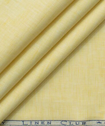 Cavallo by Linen Club Men's Cotton Linen Self Design 2.25 Meter Unstitched Shirting Fabric (Yellow)