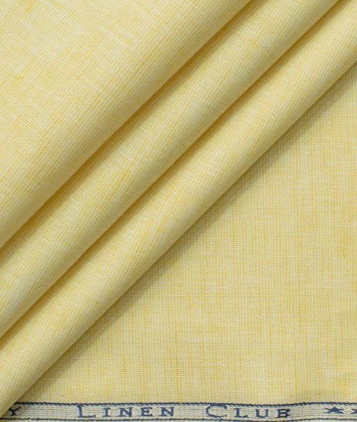 Cavallo by Linen Club Men's Cotton Linen Self Design 2.25 Meter Unstitched Shirting Fabric (Yellow)