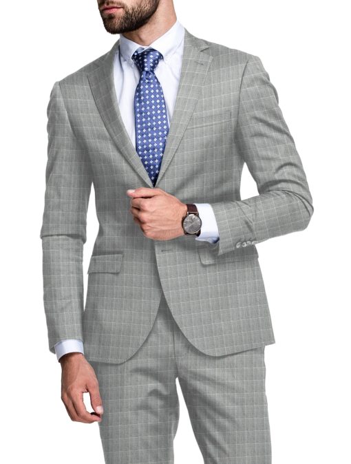 Raymond Men's Polyester Viscose Checks  Unstitched Suiting Fabric (Grey) - Image 2