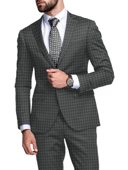 Raymond Men's Polyester Viscose Checks  Unstitched Suiting Fabric (Grey & Black) - Image 2