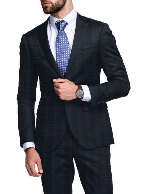 Raymond Men's Polyester Viscose Checks  Unstitched Suiting Fabric (Black & Blue) - Image 2