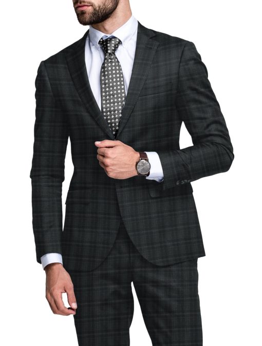 Raymond Men's Polyester Viscose Checks  Unstitched Suiting Fabric (Black & Grey) - Image 2