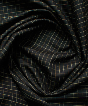 Arvind Men's 60's Premium Cotton Checks 2.25 Meter Unstitched Shirting Fabric (Black)