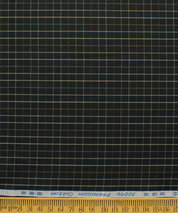 Arvind Men's 60's Premium Cotton Checks 2.25 Meter Unstitched Shirting Fabric (Black)