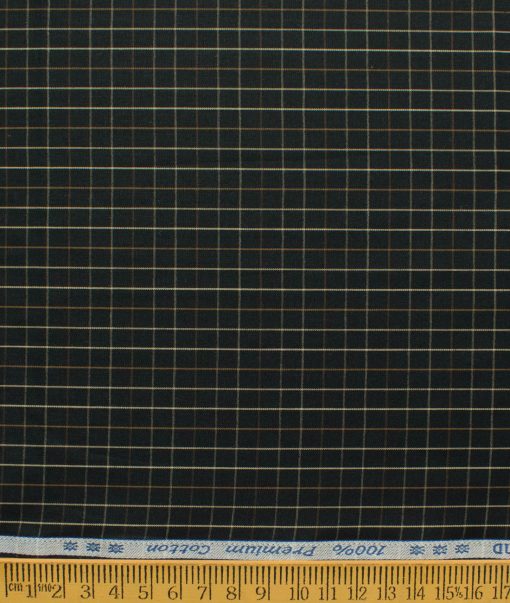 Arvind Men's 60's Premium Cotton Checks 2.25 Meter Unstitched Shirting Fabric (Black)