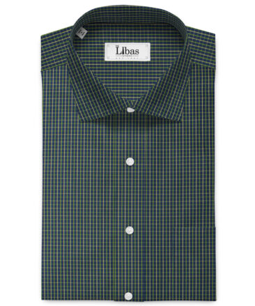 Arvind Men's 60's Premium Cotton Checks 2.25 Meter Unstitched Shirting Fabric (Dark Blue)