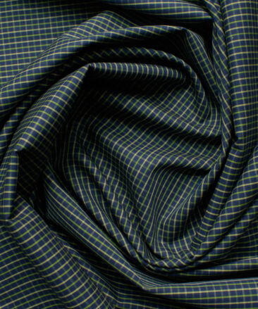 Arvind Men's 60's Premium Cotton Checks 2.25 Meter Unstitched Shirting Fabric (Dark Blue)