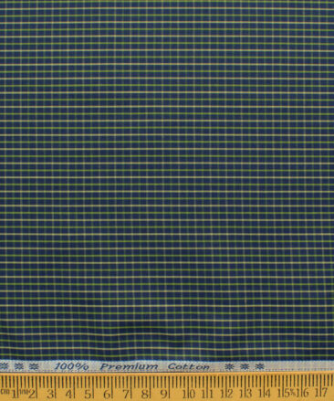 Arvind Men's 60's Premium Cotton Checks 2.25 Meter Unstitched Shirting Fabric (Dark Blue)