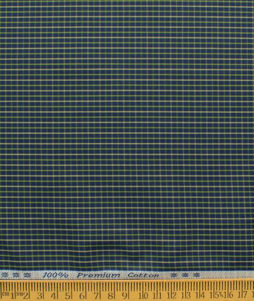 Arvind Men's 60's Premium Cotton Checks 2.25 Meter Unstitched Shirting Fabric (Dark Blue)