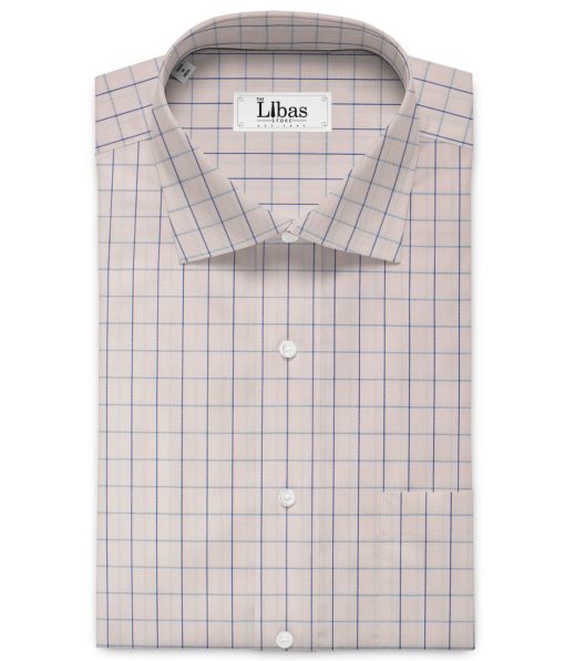 Arvind Men's 60's Premium Cotton Checks 2.25 Meter Unstitched Shirting Fabric (Pink)