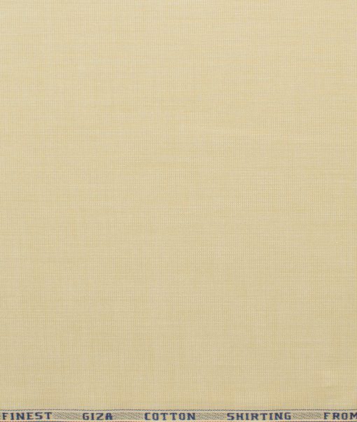 Burgoyne Men's Giza Cotton Solids 2.25 Meter Unstitched Shirting Fabric (Egg Nog Beige)