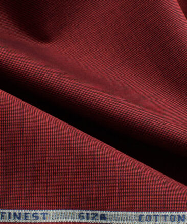 Burgoyne Men's Giza Cotton Solids 2.25 Meter Unstitched Shirting Fabric (Maroon Red)