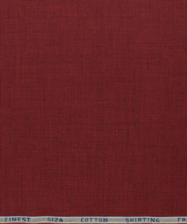 Burgoyne Men's Giza Cotton Solids 2.25 Meter Unstitched Shirting Fabric (Maroon Red)