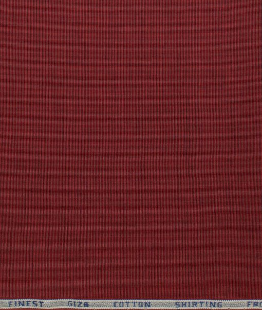 Burgoyne Men's Giza Cotton Solids 2.25 Meter Unstitched Shirting Fabric (Maroon Red)