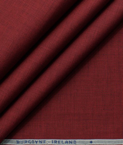 Burgoyne Men's Giza Cotton Solids 2.25 Meter Unstitched Shirting Fabric (Maroon Red)