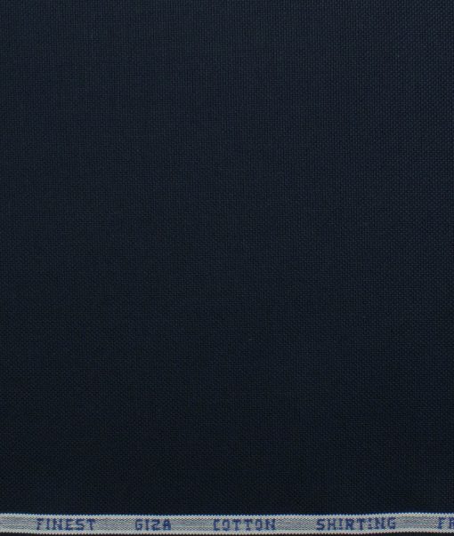 Burgoyne Men's Giza Cotton Solids 2.25 Meter Unstitched Shirting Fabric (Dark Navy Blue)