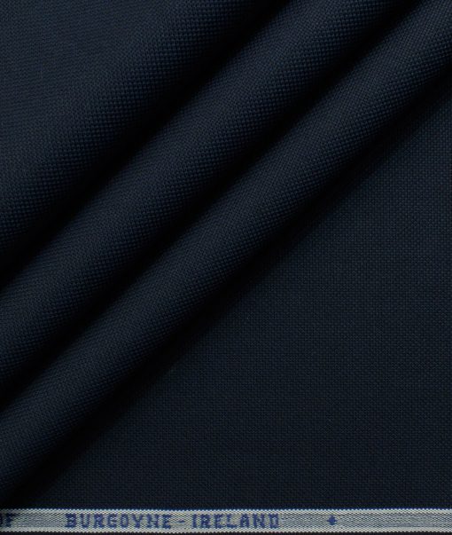 Burgoyne Men's Giza Cotton Solids 2.25 Meter Unstitched Shirting Fabric (Dark Navy Blue)