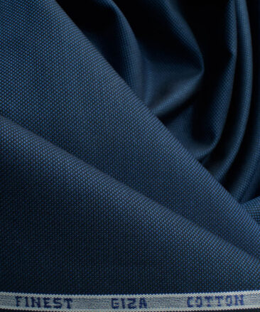 Burgoyne Men's Giza Cotton Solids 2.25 Meter Unstitched Shirting Fabric (Dark Royal Blue)