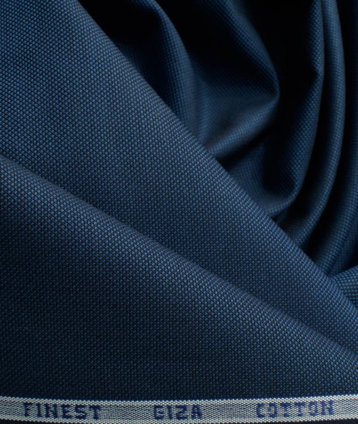 Burgoyne Men's Giza Cotton Solids 2.25 Meter Unstitched Shirting Fabric (Dark Royal Blue)