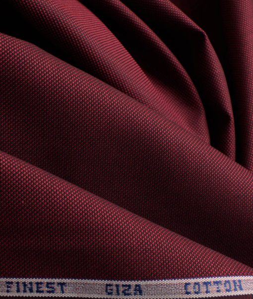 Burgoyne Men's Giza Cotton Solids 2.25 Meter Unstitched Shirting Fabric (Wine)