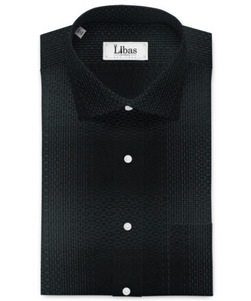 Luthai Men's Supima Cotton Checks 2.25 Meter Unstitched Shirting Fabric (Black & Grey)