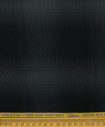 Luthai Men's Supima Cotton Checks 2.25 Meter Unstitched Shirting Fabric (Black & Grey)