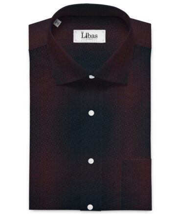 Luthai Men's Supima Cotton Checks 2.25 Meter Unstitched Shirting Fabric (Dark Blue & Red)