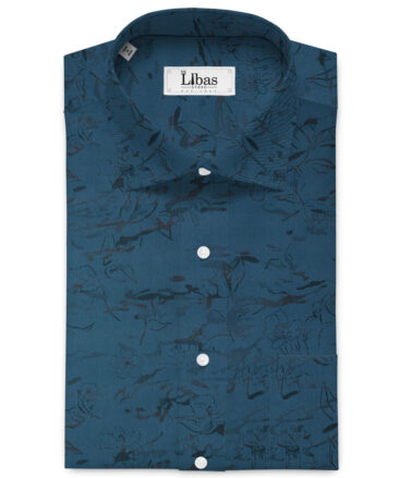 Luthai Men's Supima Cotton Self Design 2.25 Meter Unstitched Shirting Fabric (Elephant Blue)