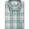 Soktas Men's Egyptian Cotton Checks 2.25 Meter Unstitched Shirting Fabric (White & Teal Green)