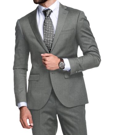 Cadini Italy Men's Polyester Viscose  Structured 3.75 Meter Unstitched Suiting Fabric (Grey)