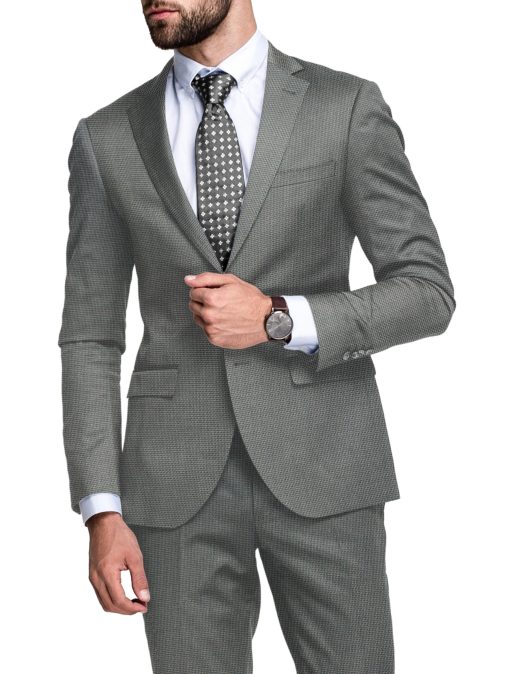 Cadini Italy Men's Polyester Viscose  Structured 3.75 Meter Unstitched Suiting Fabric (Grey)