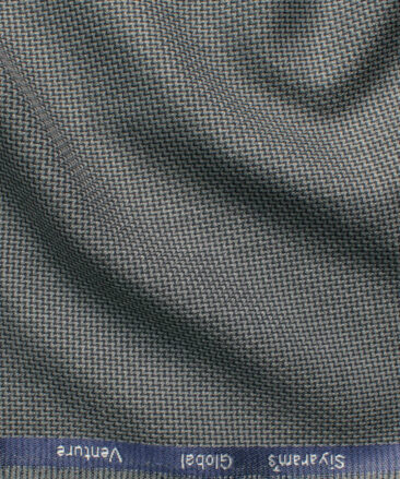 Cadini Italy Men's Polyester Viscose  Structured 3.75 Meter Unstitched Suiting Fabric (Grey)