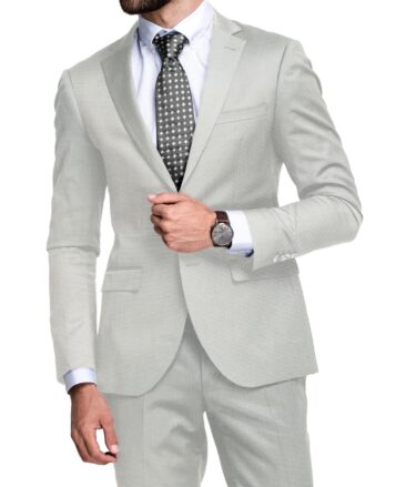 Cadini Italy Men's Polyester Viscose  Structured 3.75 Meter Unstitched Suiting Fabric (Light Grey)