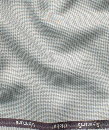 Cadini Italy Men's Polyester Viscose  Structured 3.75 Meter Unstitched Suiting Fabric (Light Grey)