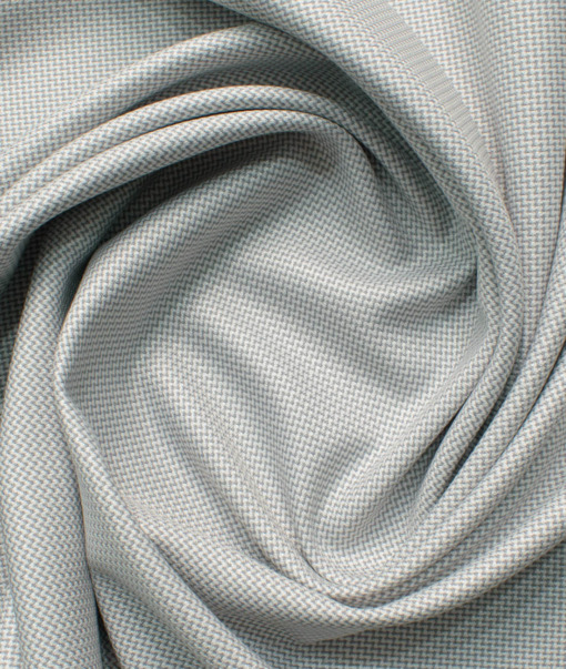 Cadini Italy Men's Polyester Viscose  Structured 3.75 Meter Unstitched Suiting Fabric (Light Grey)