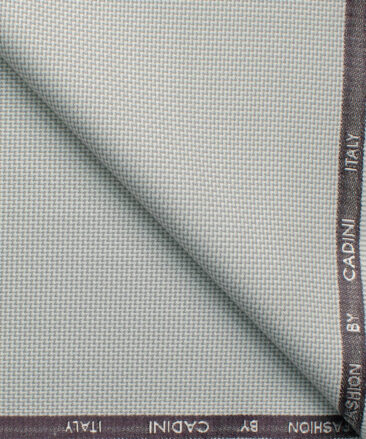 Cadini Italy Men's Polyester Viscose  Structured 3.75 Meter Unstitched Suiting Fabric (Light Grey)