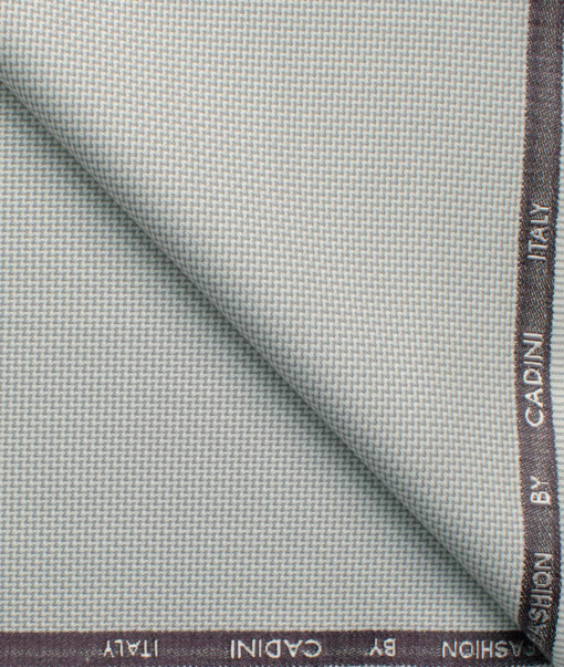 Cadini Italy Men's Polyester Viscose  Structured 3.75 Meter Unstitched Suiting Fabric (Light Grey)