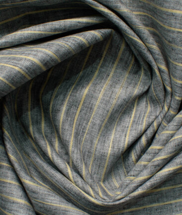 Cotton Fusion Men's Wrinkle Free Striped 2.25 Meter Unstitched Shirting Fabric (Dark Grey)