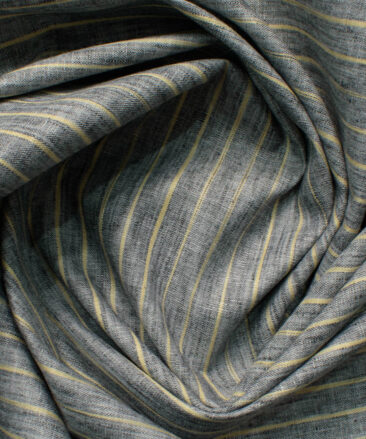 Cotton Fusion Men's Wrinkle Free Striped 2.25 Meter Unstitched Shirting Fabric (Dark Grey)