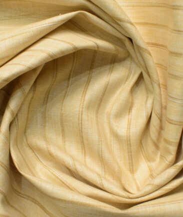 Cotton Fusion Men's Wrinkle Free Striped 2.25 Meter Unstitched Shirting Fabric (Latte Beige)