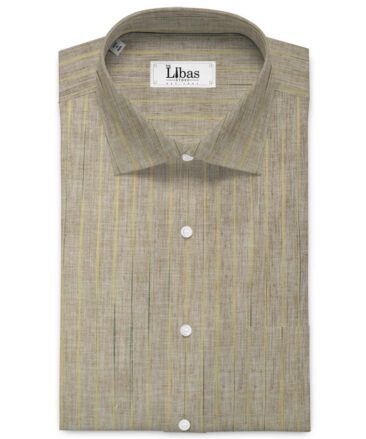 Cotton Fusion Men's Wrinkle Free Striped 2.25 Meter Unstitched Shirting Fabric (Light Brown)