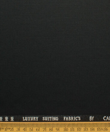 Canetti by Cadini Italy Men's Polyester Viscose  Solids 3.75 Meter Unstitched Suiting Fabric (Black)