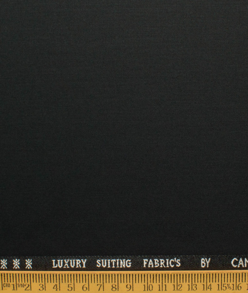 Canetti by Cadini Italy Men's Polyester Viscose  Solids 3.75 Meter Unstitched Suiting Fabric (Black)