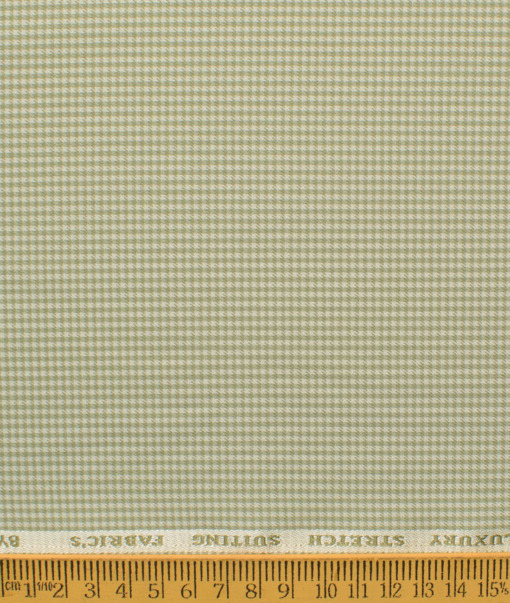 Canetti by Cadini Italy Men's Polyester Viscose  Checks 3.75 Meter Unstitched Suiting Fabric (Cream & Green)